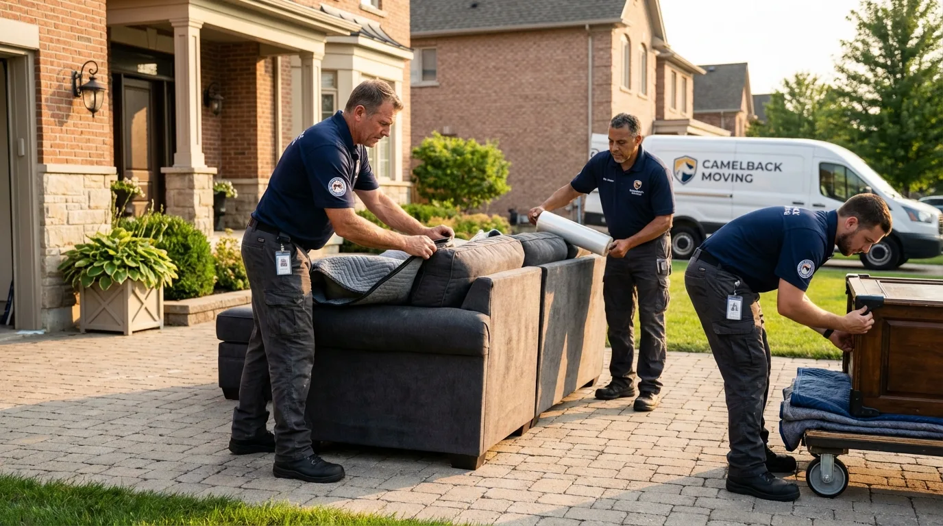 Large estate moving crew wrapping furniture in Raceland, LA