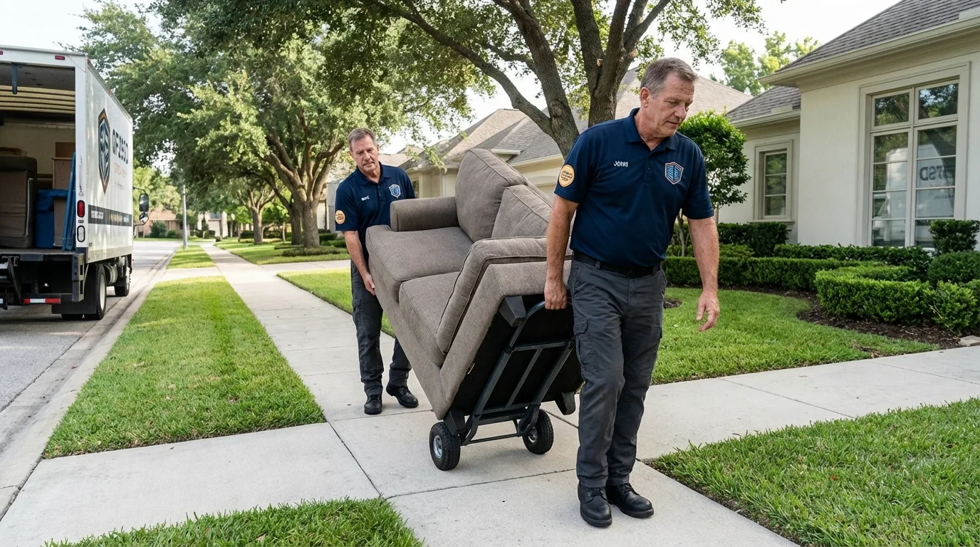 Local residential moving crew loading furniture in Raceland, LA